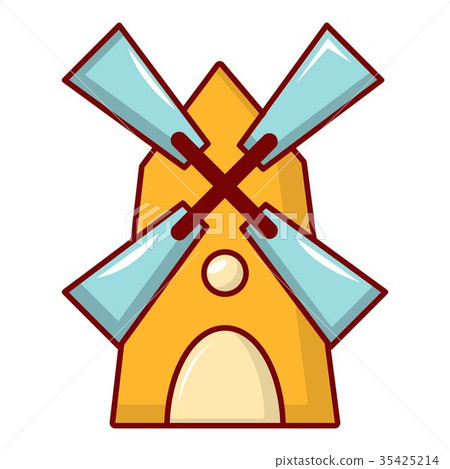 插图素材: windmill icon, cartoon style