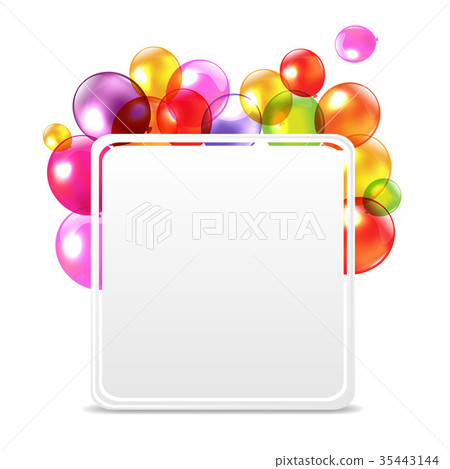 插图素材: happy birthday card with color balloons