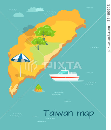 插图素材: taiwan map cartography. chinese island in ocean