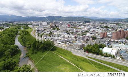 图库照片 山形米泽市全景(鸟瞰图)