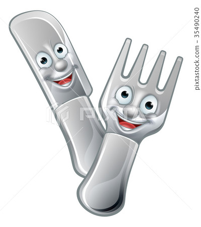 插图素材: cartoon knife and fork food mascots