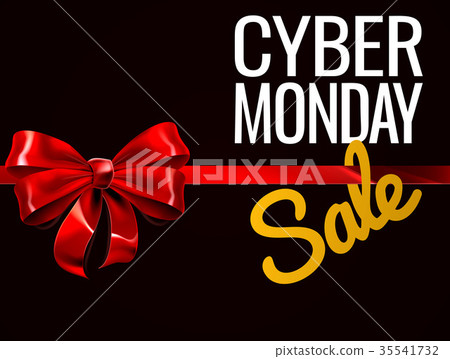 插图素材: cyber monday sale red gift bow sign