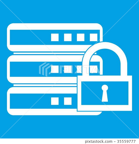 插图素材: database with padlock icon white