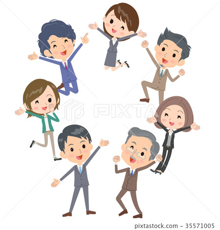 图库插图: business people_gather happy jump