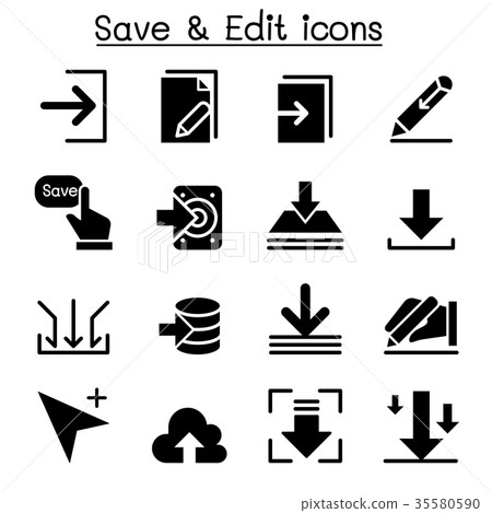 插图素材: save & edit data icon set