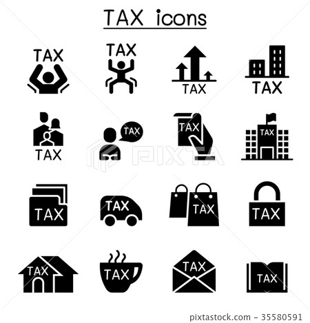 插图素材: tax icon set vector illustration graphic design