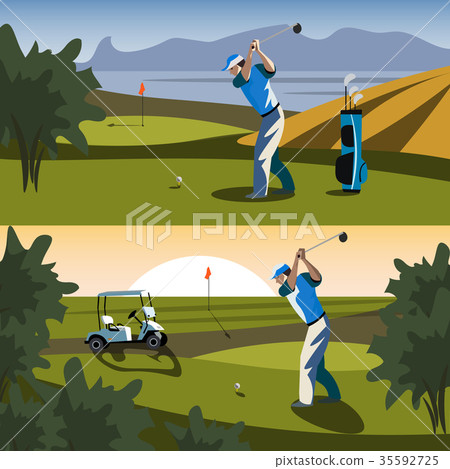 插图素材: the golfer will hit the ball towards the hole.