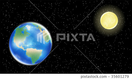 图库插图: real earth and moon on space star background