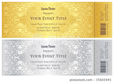 插图素材: gold and silver theater ticket