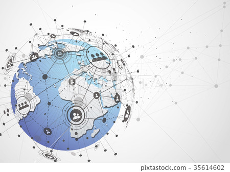 图库插图: global network connection. world map point