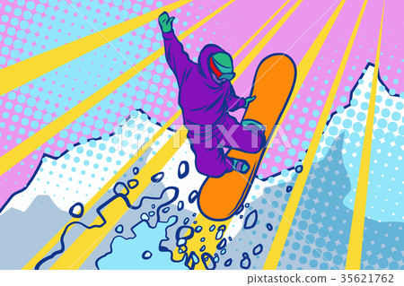 插图素材: snowboarder jumping, winter sports, active