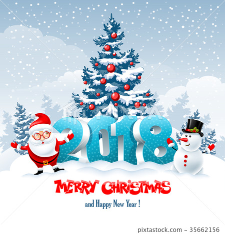 插图素材: merry christmas and happy new year