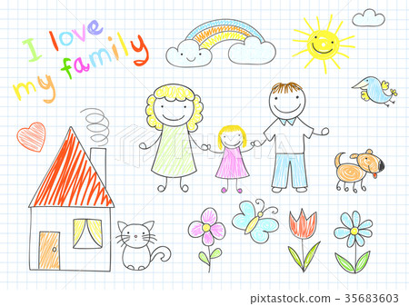 happyfamily,happyholiday 图库插图: happy family - mom, dad and daughter