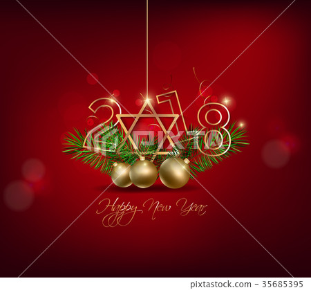 happy new year 2018 and merry christmas-图库插图 [35685395] -