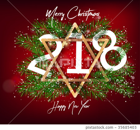 happy new year 2018 and merry christmas-图库插图 [35685403] -