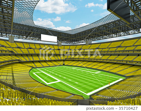 插图素材: modern american football stadium with yellow seats