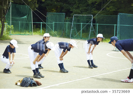 stock photo: boy baseball practice stretch preparation