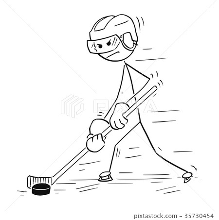 插图素材: cartoon drawing of ice hockey player