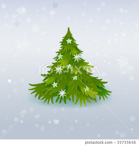图库插图: christmas tree paper art on white