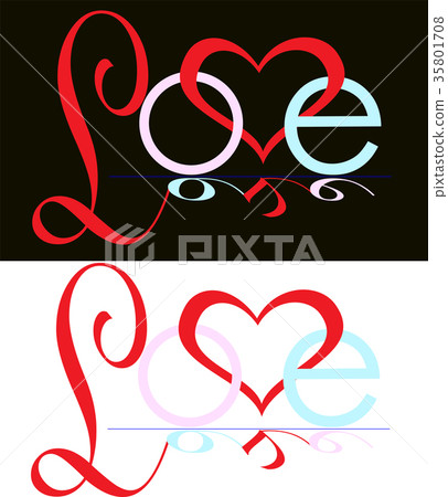 插图素材: abstract inscription love heart logo