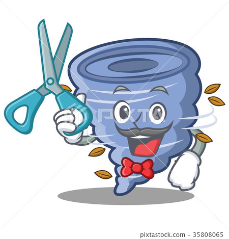 插图素材: scissor tornado character cartoon style