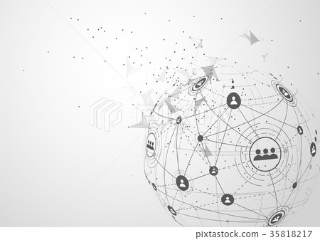 图库插图: global network business connection world map point