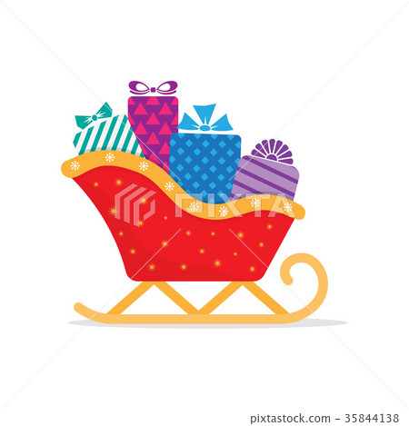 插图素材: santa sleigh with piles of presents