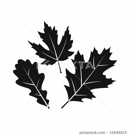 图库插图: autumn leaves icon, simple style