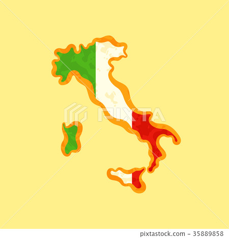 图库插图: italy - map colored with italian flag