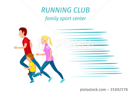 图库插图: family sport center running club health program