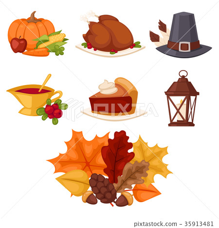 插图素材: happy thanksgiving day design holiday objects