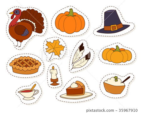 图库插图: happy thanksgiving day design holiday objects