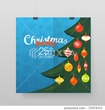 图库插图: christmas party vector poster. party announcement