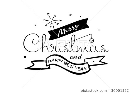 插图素材: merry christmas, happy new year lettering font