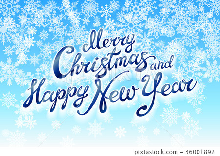 图库插图: merry christmas and happy new year handwriting