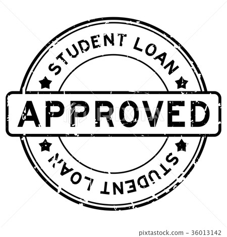 插图素材: grunge black student loan approved rubber stamp