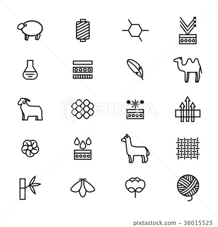 插图素材: symbols of fabric feature thin line icon set