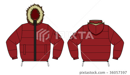插图素材: 羽绒服插图(发动机红色)
