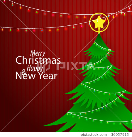 插图素材: merry christmas and happy new year card or label.