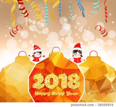 merry christmas and happy new year 2018-插图素材 [36089959] -