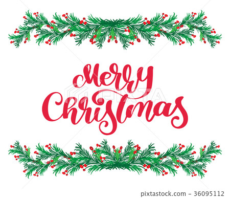 图库插图: merry christmas red calligraphy lettering text and