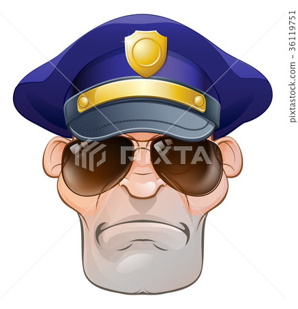 插图素材: mean angry cartoon police man cop in shades