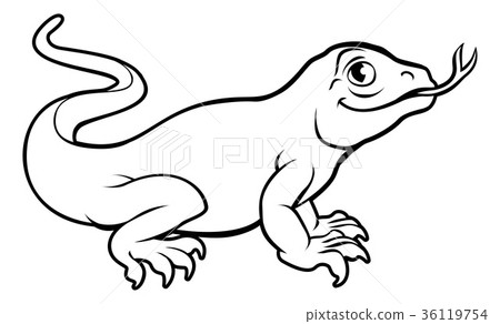 插图素材: komodo dragon lizard cartoon character