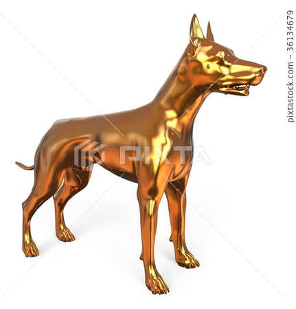 插图素材: golden yellow dog 3d illustration isolated on 查看全部