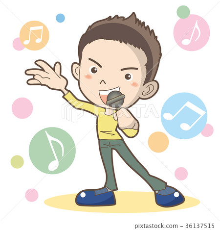 卡拉ok 男 男性-插图素材[36137515 pixta图库