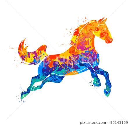插图素材: galloping horse abstract