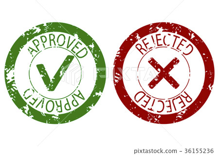 插图素材: approved and rejected stamp seal color