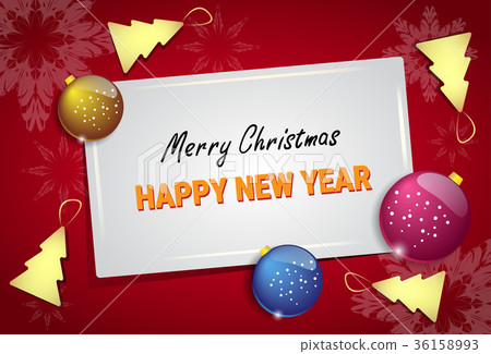 插图素材: merry christmas and happy new year greeting card