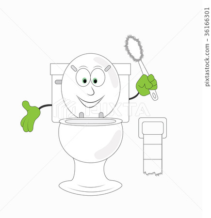 插图素材: a toilet with water reservoir and toilet seat