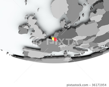 Belgium With Flag On Globe Stock Illustration Pixta